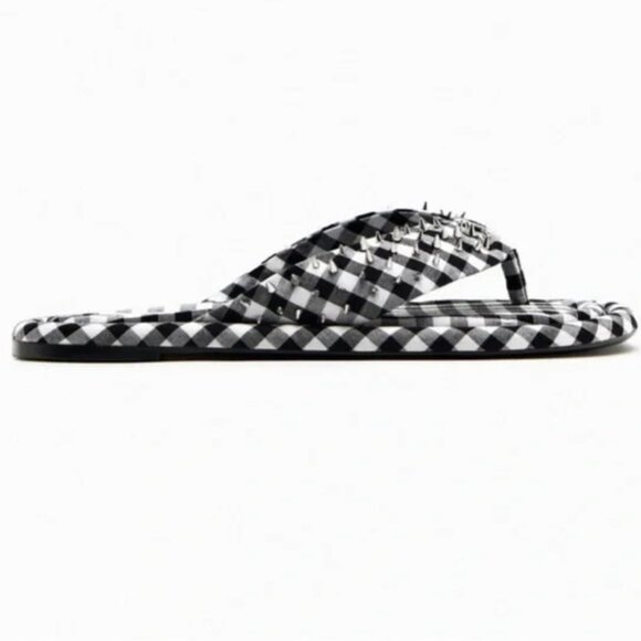 NWT Zara Studded Quilted Sandals Gingham Bloggers Fav - Picture 5 of 9